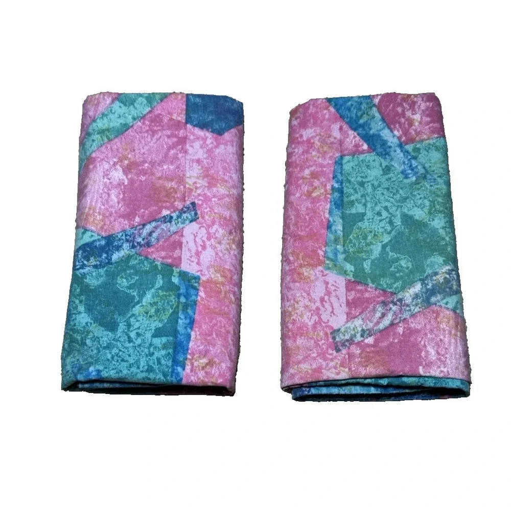 Springmaid Pillowcase Set Jewel Marble KING Geo Abstract‎ Vtg Memphis Blue Pink
